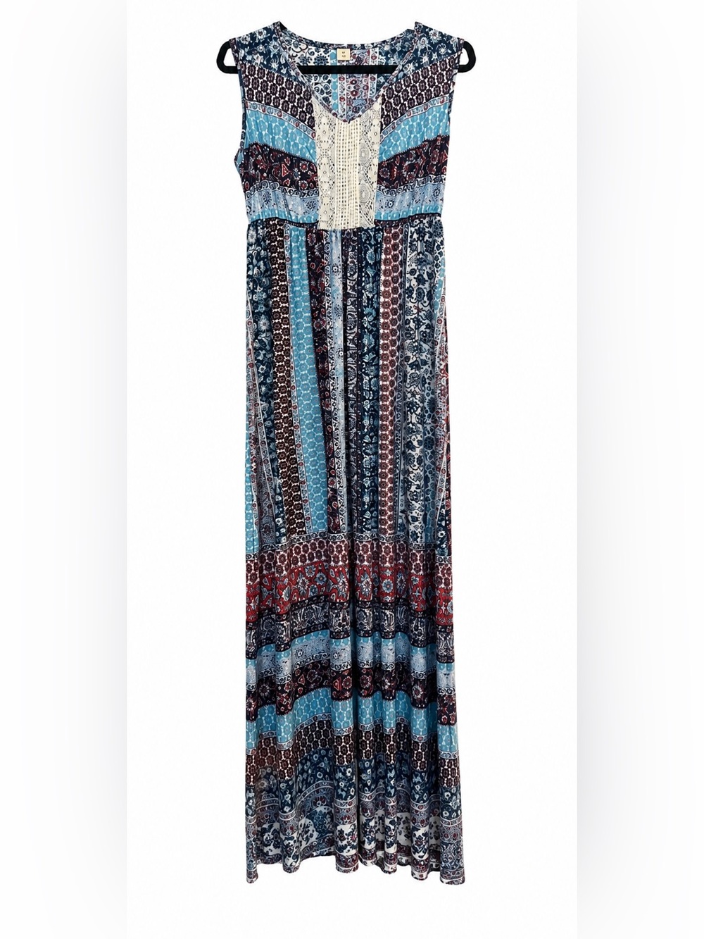 Style & Co. Floral Patterned Maxi Dress in Blue and Red Size Medium